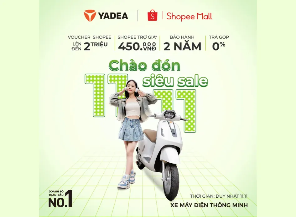 SIÊU SALE 11.11 – CƠ HỘI VÀNG SỞ HỮU XE MÁY ĐIỆN YADEA!