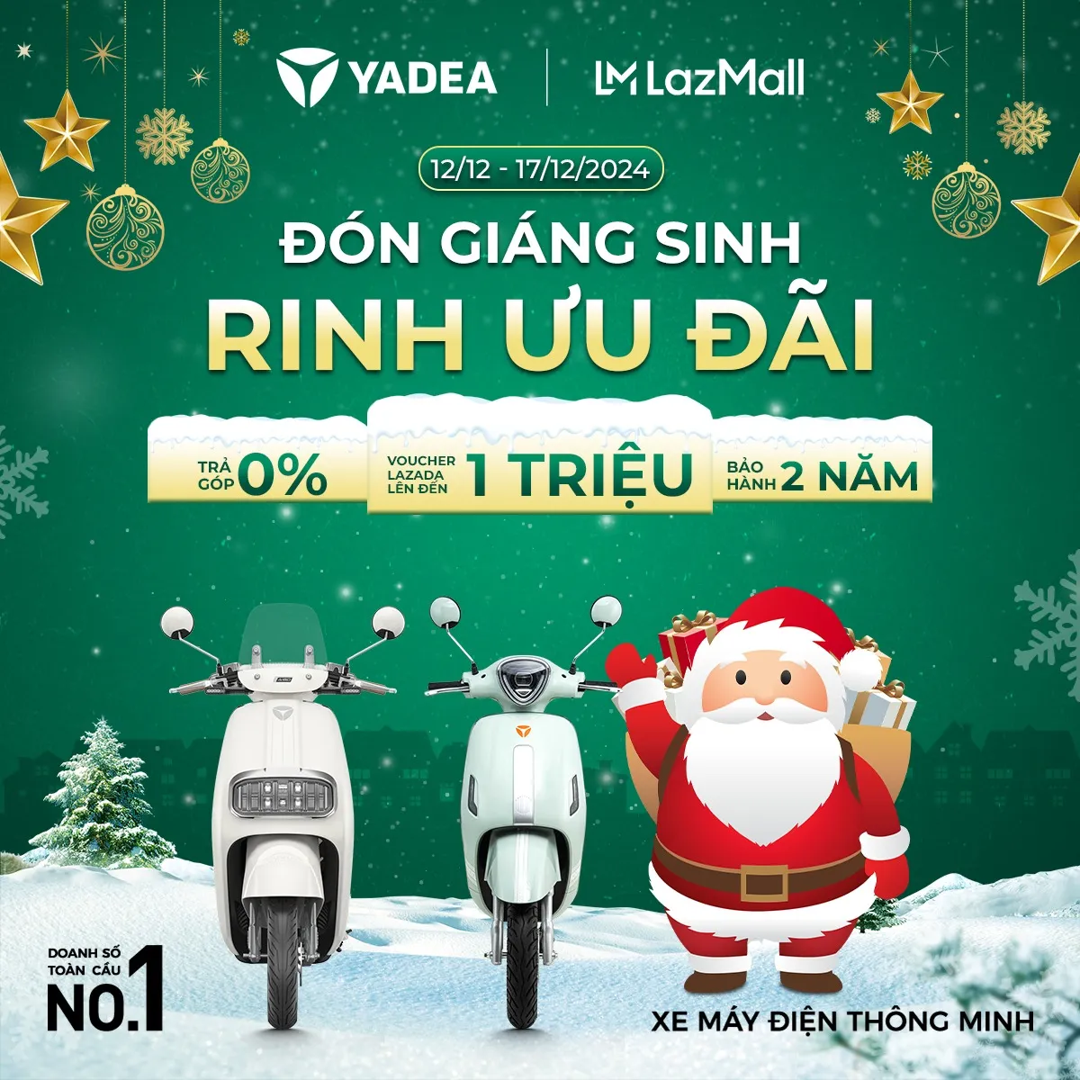 ĐÓN GIÁNG SINH CÙNG YADEA MALL TRÊN LAZADA – RINH ƯU ĐÃI ĐẶC BIỆT